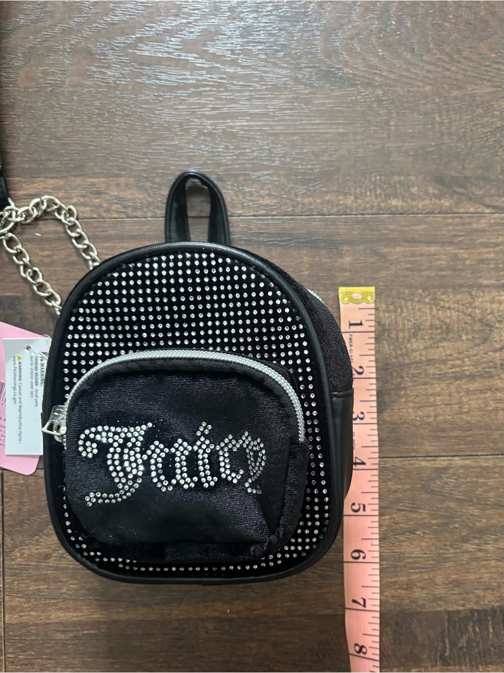 Juicy Couture Black Mini Rhinestone Logo Backpack - Picture 4 of 4